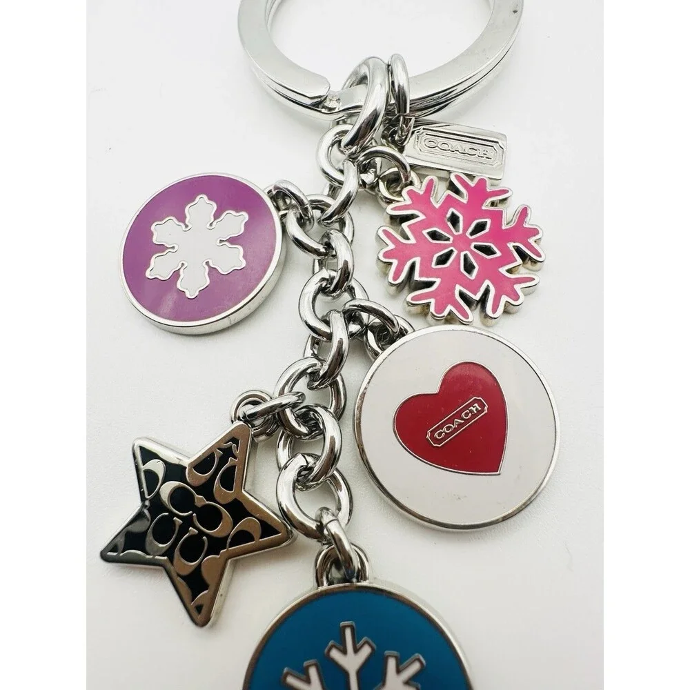 Coach Snowflakes Multi Mix Key Fob Keychain Key Ring Charm